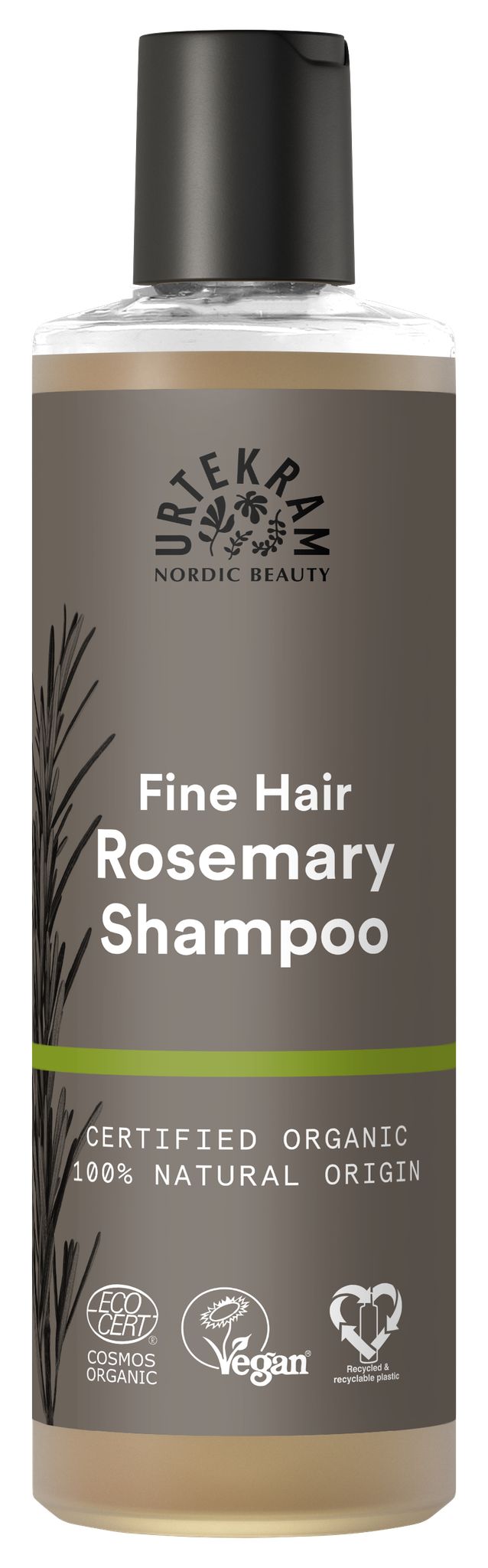 Urtekram Rosemary Shampoo 250 ml, vahvistava luomushampoo hennoille hiuksille