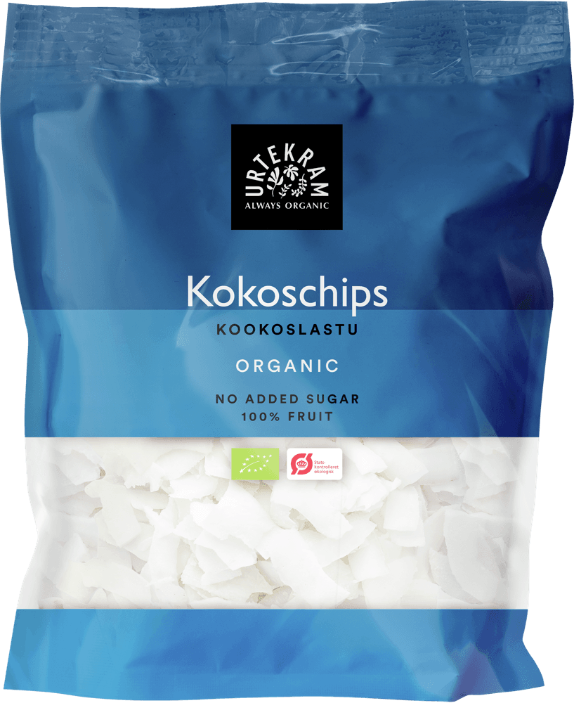 Urtekram Luomu Kookoslastu, tuotepakkaus 100 g