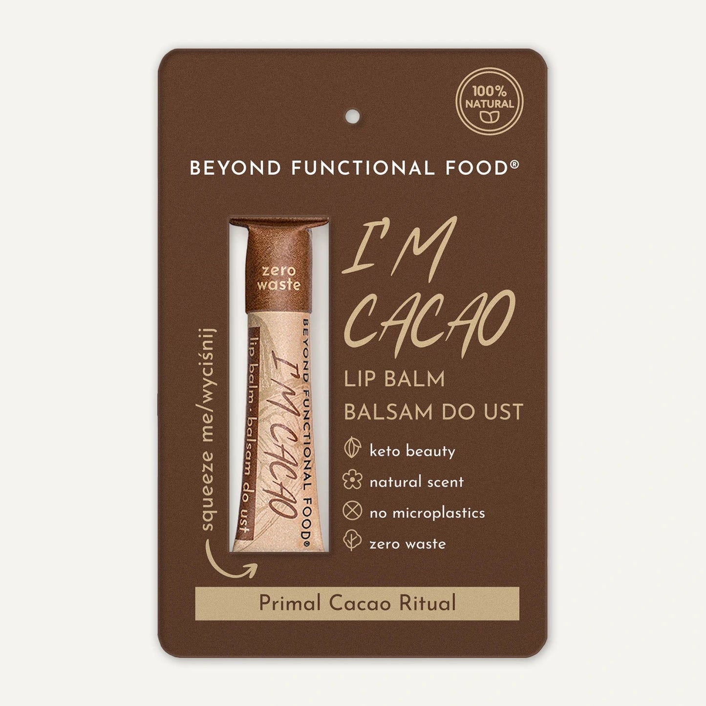 Beyond Functional Food CACAO talihuulivoide, kaakaon tuoksuinen balsami huulille ja keholle, 6 ml