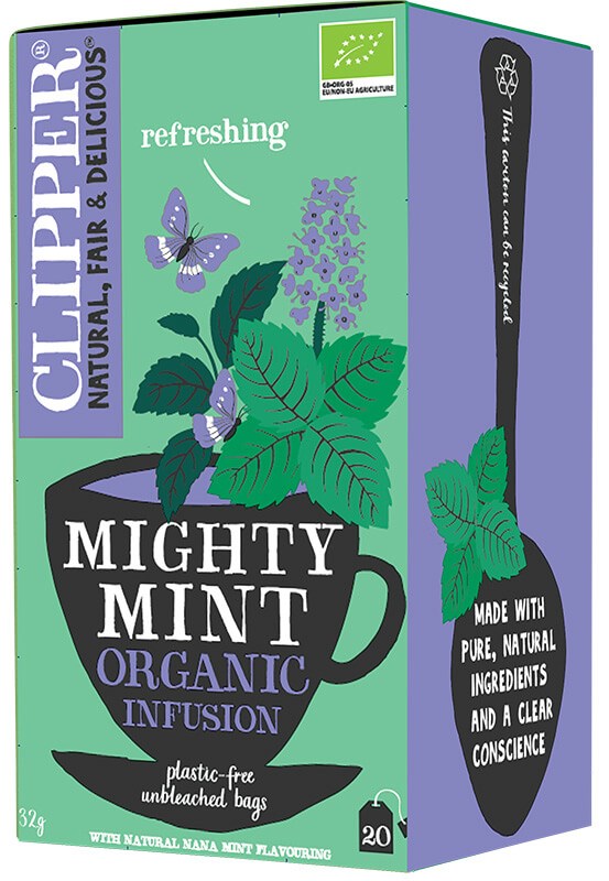 Clipper Mighty Mint luomuhauduke 20 pussia – voimakkaan raikas piparminttuhauduke