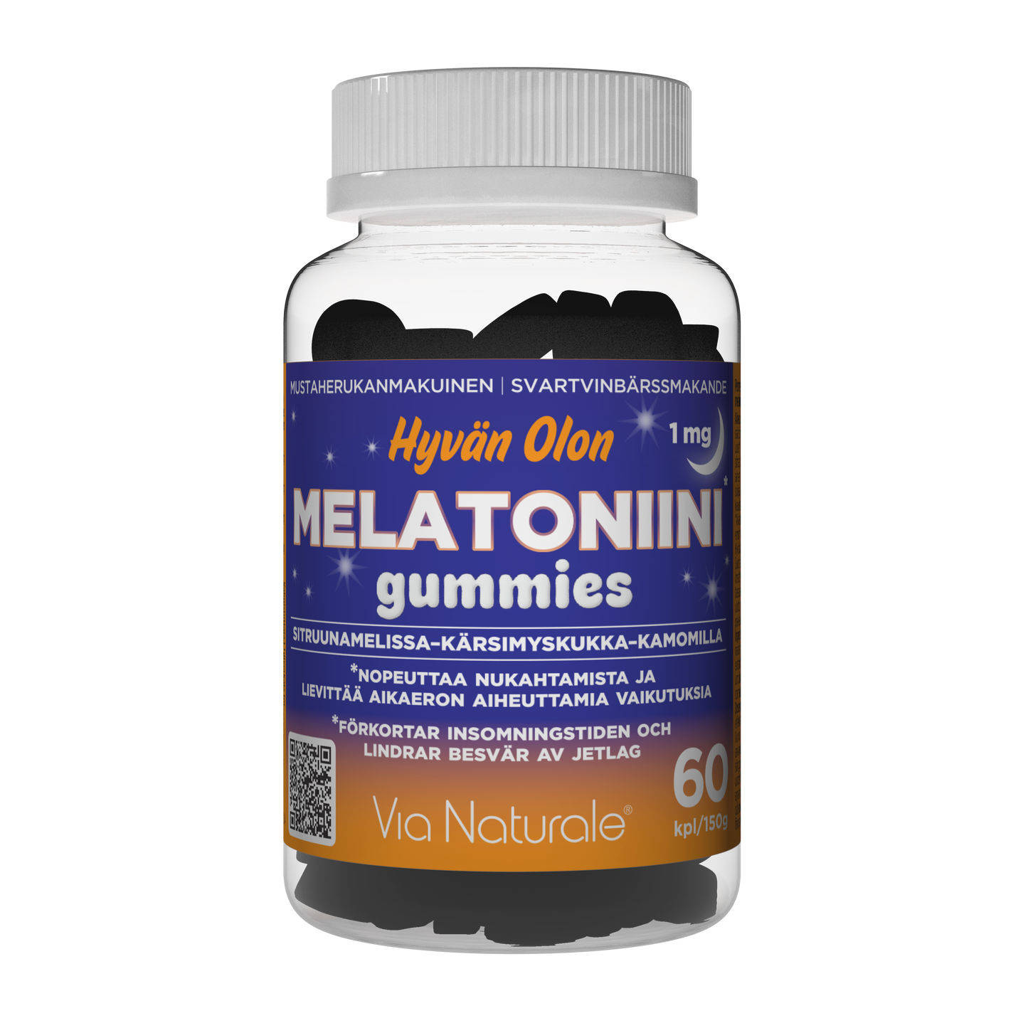 Via Naturale Hyvän Olon Melatoniini gummies 1 mg, 30 kpl – pienempi pakkauskoko