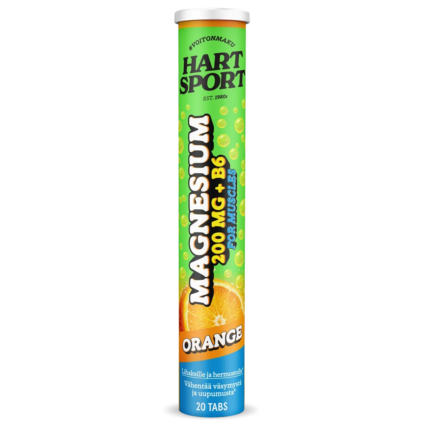 Hart-Sport Magnesium 200 mg + B6 -poretabletti, appelsiinin maku, 20 tablettia