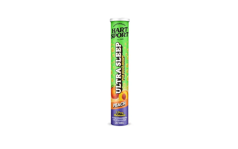 Hart-Sport Ultra Sleep Peach -melatoniiniporetabletti, persikan maku, 20 tablettia