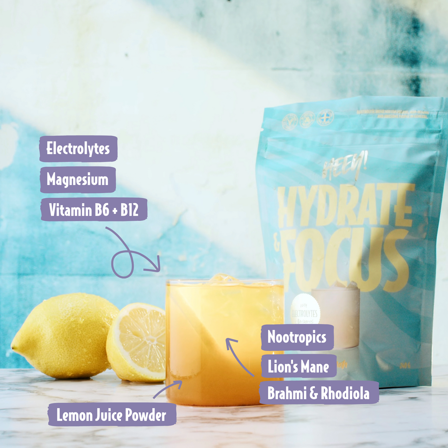 Heey! Hydrate & Focus Electrolytes Lemon-Heey!-Hyvinvoinnin Tavaratalo