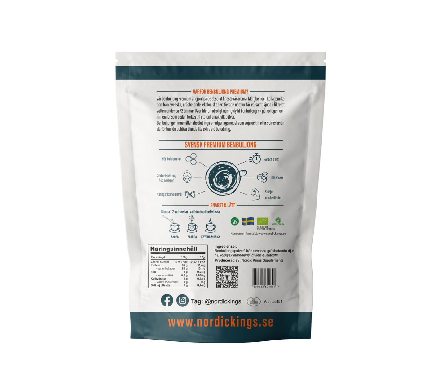 Nordic Kings Premium Luomu Luuliemijauhe-Nordic Kings-Hyvinvoinnin Tavaratalo