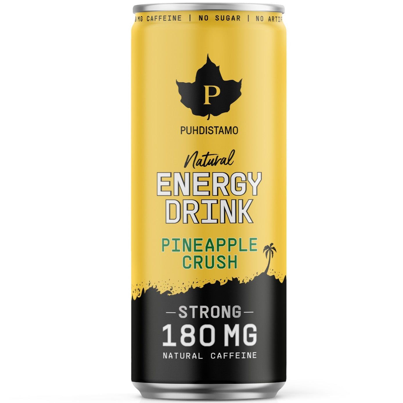 Puhdistamo Natural Energy Drink Strong Pineapple Crush -energiajuoma, keltainen 330 ml tölkki, 180 mg kofeiinia