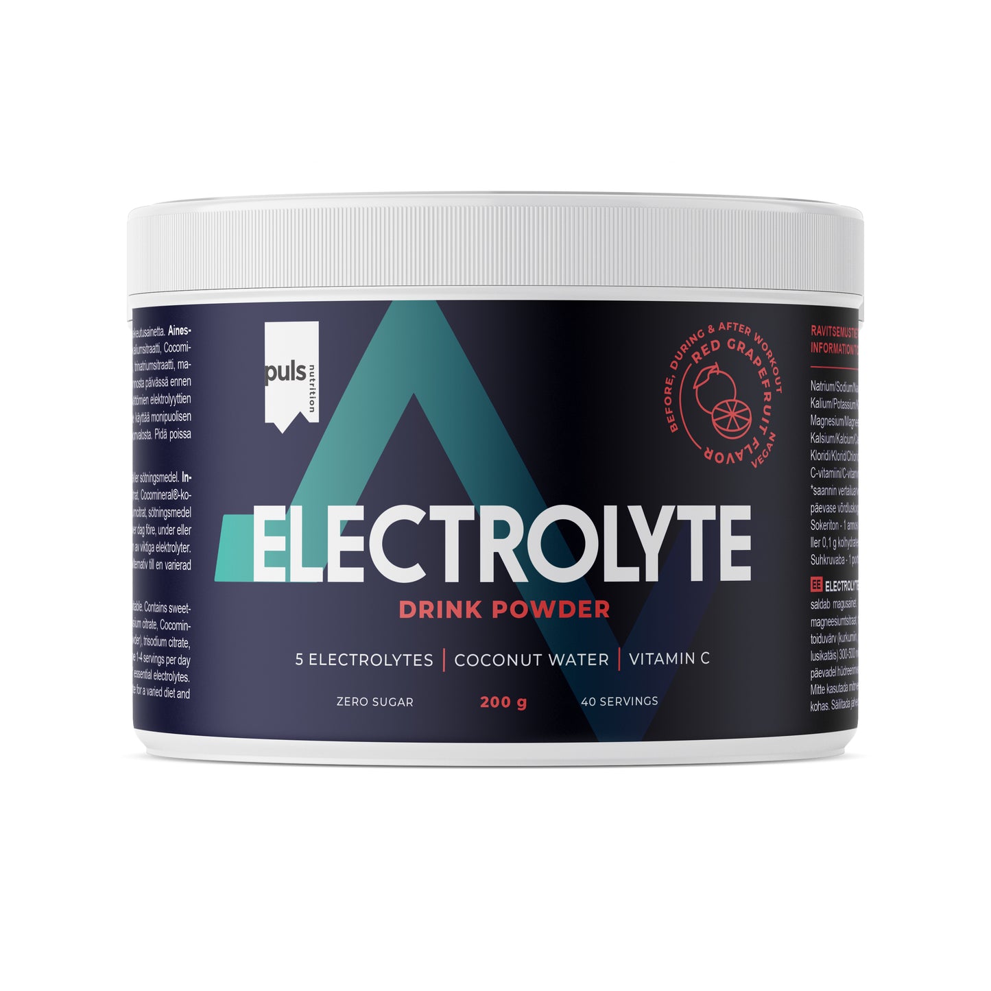 Puls Elektrolyyttijauhe Punainen Greippi-Puls Nutrition-Hyvinvoinnin Tavaratalo