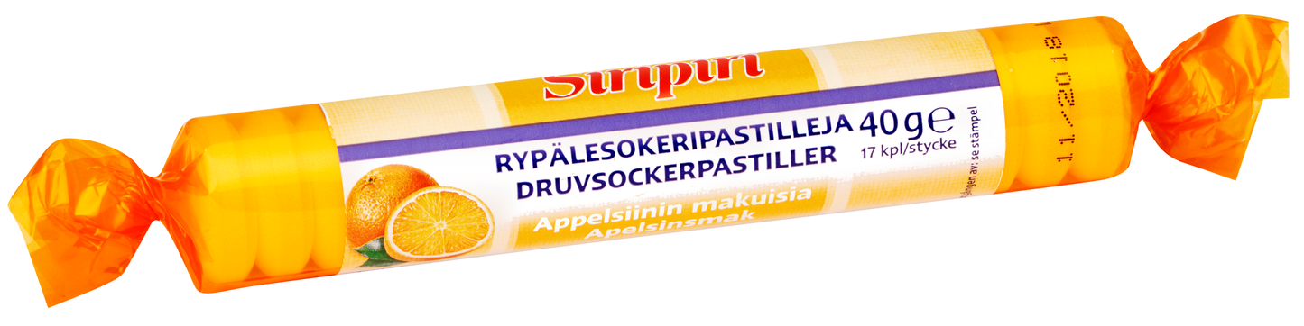 Siripiri Glukoosipastilli Appelsiini (Parasta ennen 31.01.2026)-Siripiri-Hyvinvoinnin Tavaratalo