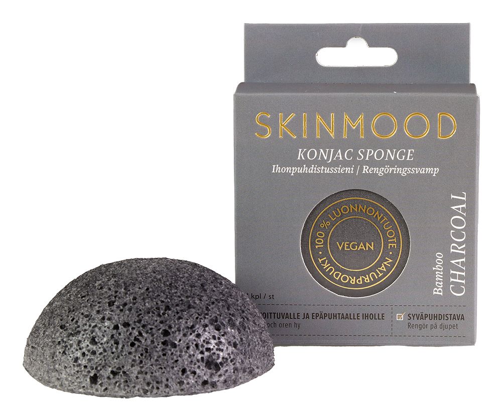 SkinMood Magical Konjac Sponge Bamboo Charcoal-SkinMood-Hyvinvoinnin Tavaratalo