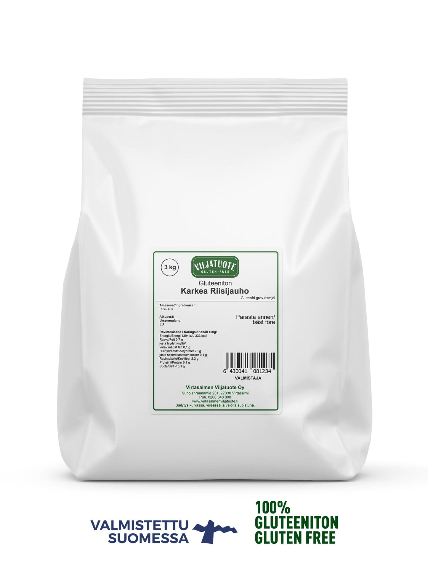 Virtasalmen Viljatuote Gluteeniton Karkea Riisijauho-Virtasalmen Viljatuote-Hyvinvoinnin Tavaratalo