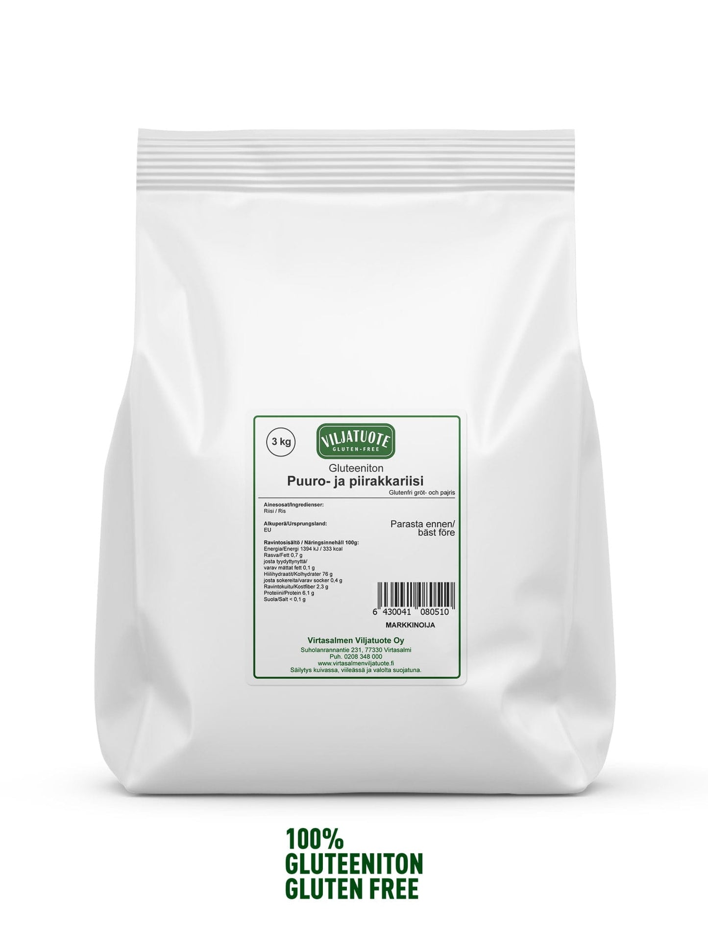 Virtasalmen Viljatuote Gluteeniton Puuro- ja Piirakkariisi-Virtasalmen Viljatuote-Hyvinvoinnin Tavaratalo