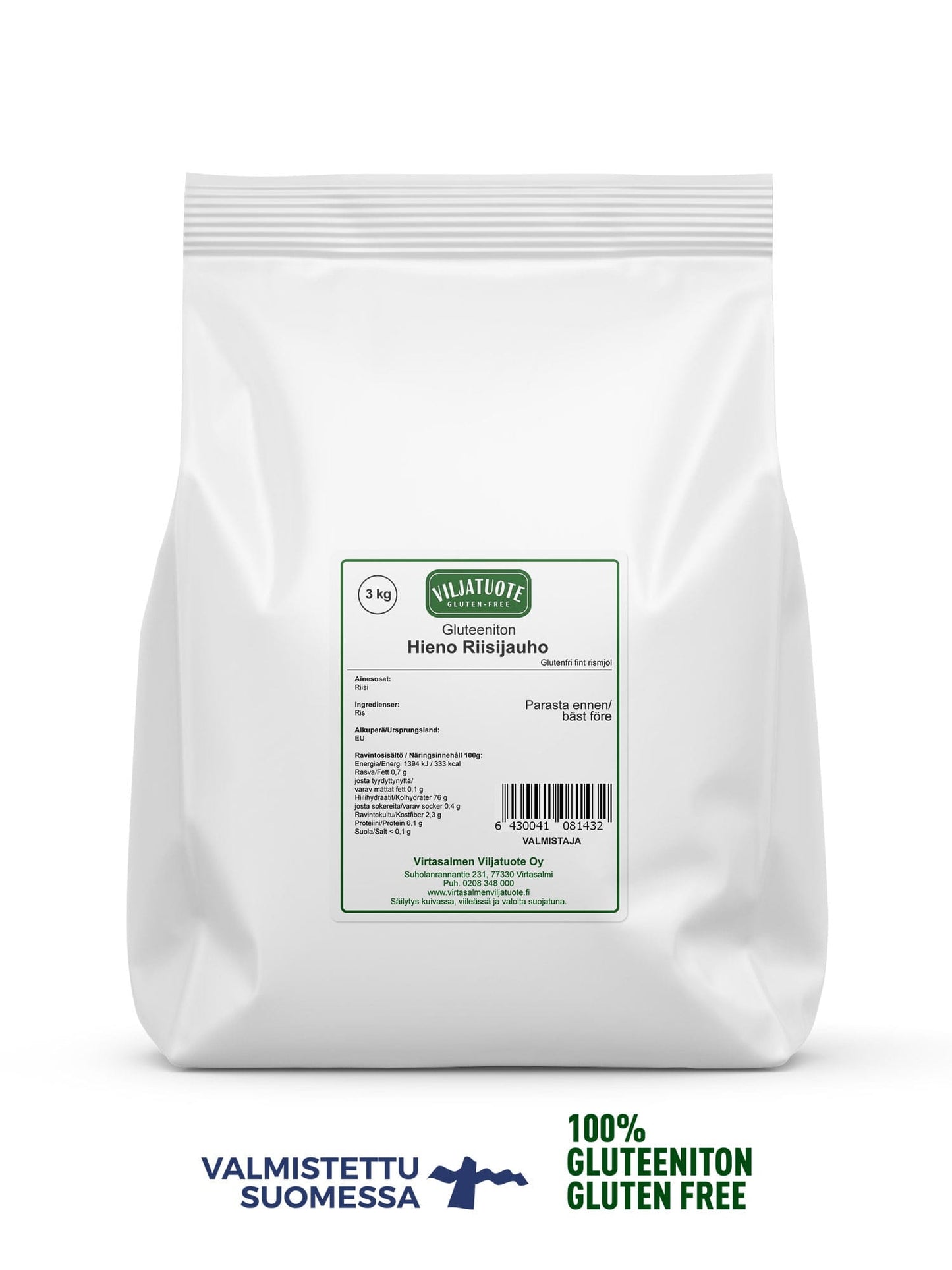 Virtasalmen Viljatuote Gluteeniton Tumma Täysjyväriisijauho-Virtasalmen Viljatuote-Hyvinvoinnin Tavaratalo