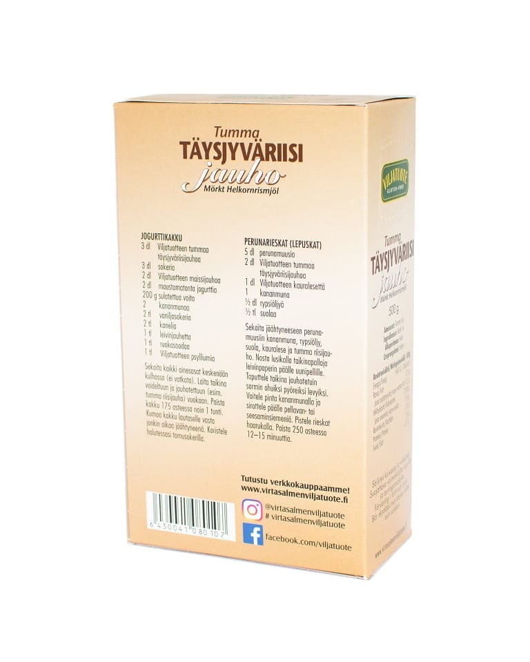 Virtasalmen Viljatuote Gluteeniton Tumma Täysjyväriisijauho-Virtasalmen Viljatuote-Hyvinvoinnin Tavaratalo
