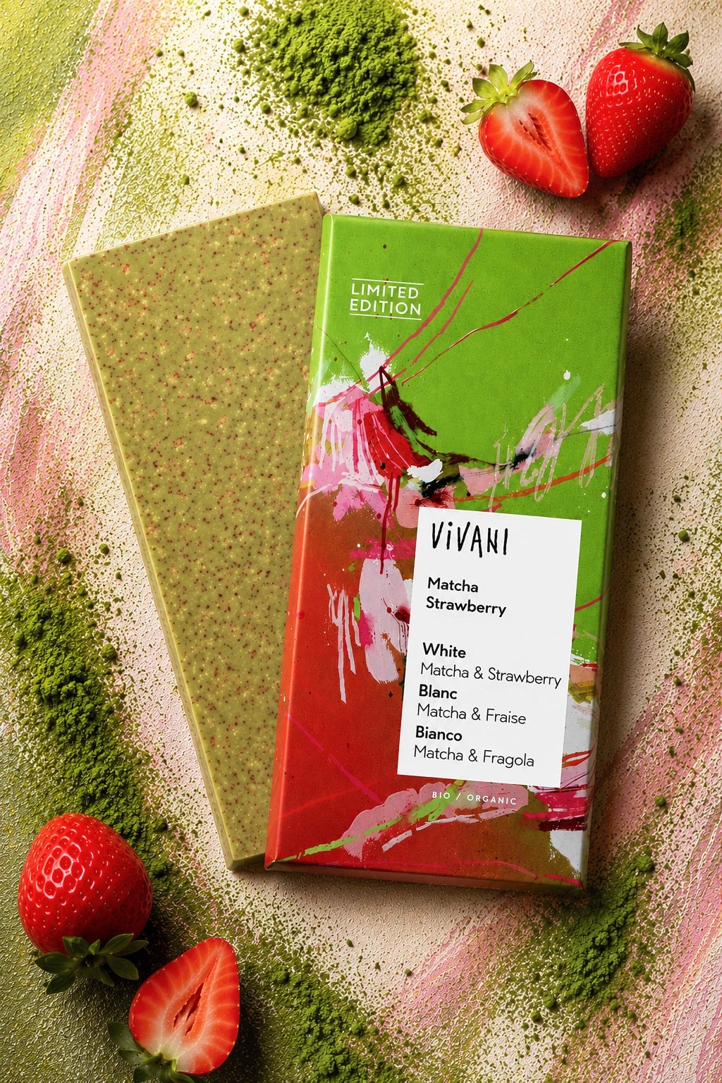 Vivani Luomu Matcha Mansikka Valkosuklaa