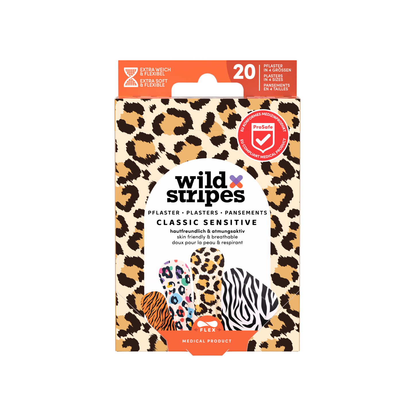 Wild Stripes Classic Sensitive Animal -laastaripakkaus, 20 eläinkuosista laastaria