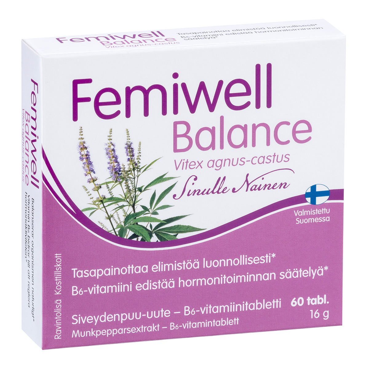 Femiwell Balance siveydenpuu-uute ja B6-vitamiini 60 tablettia -pakkaus