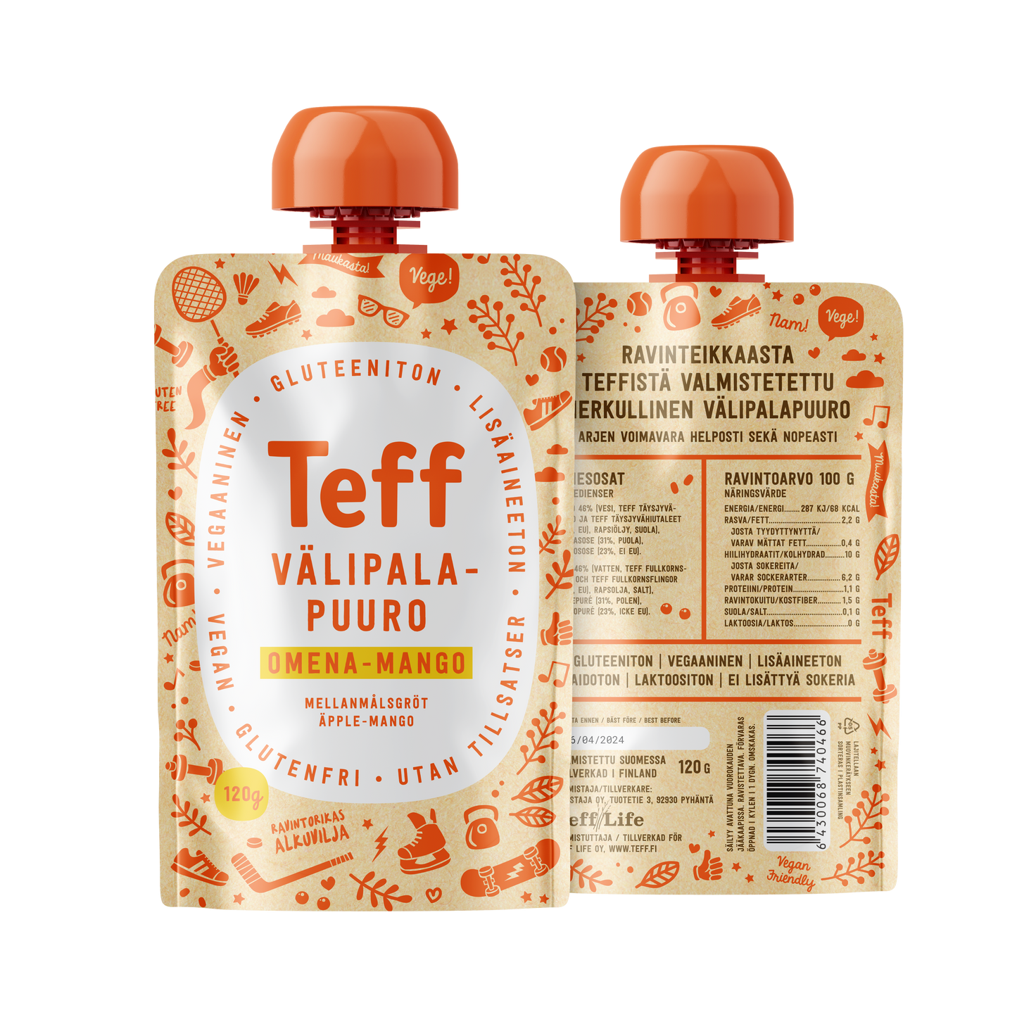 Teff Life Omena-Mango Välipalapuuro-Teff Life-Hyvinvoinnin Tavaratalo