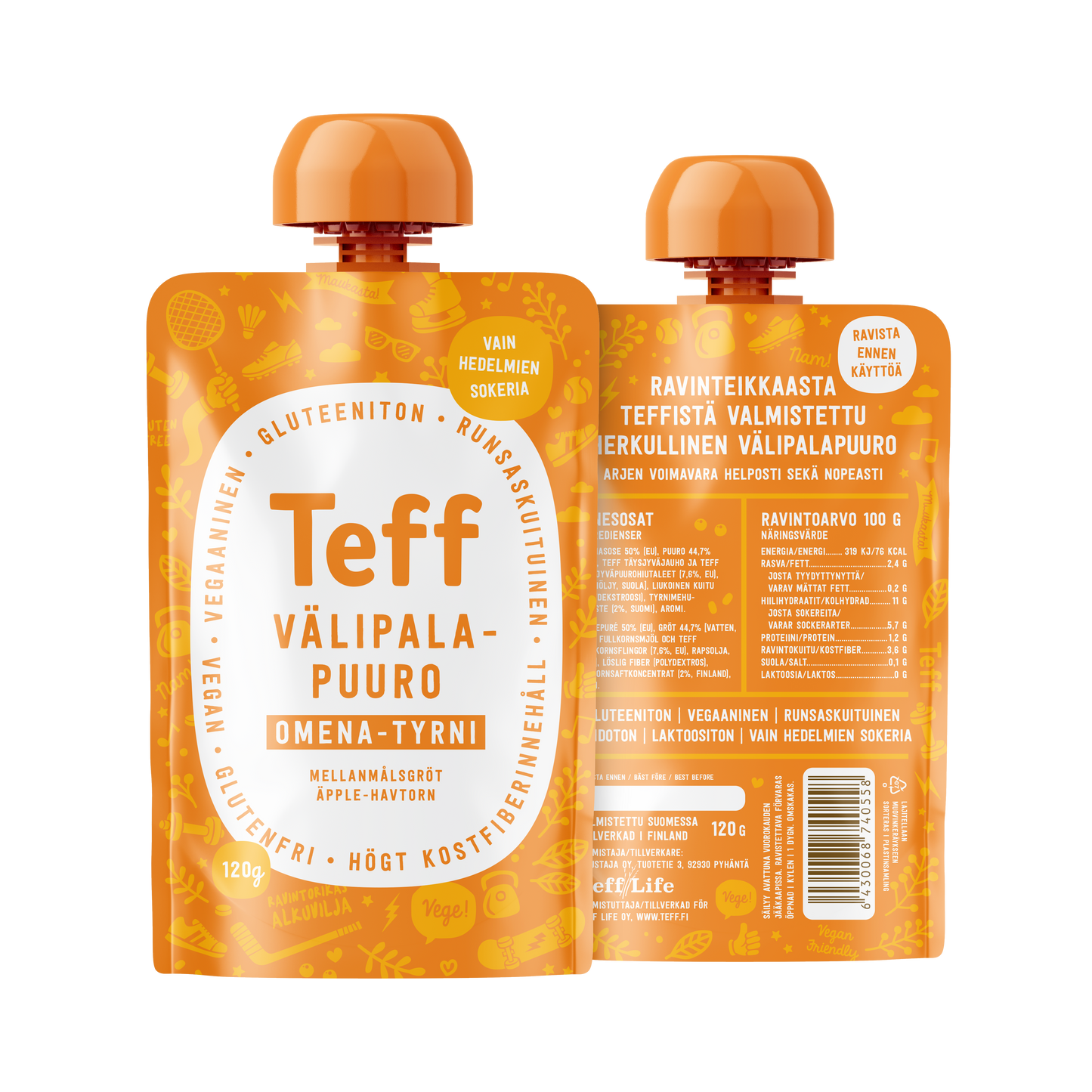 Teff Life Omena-Tyrni Välipalapuuro-Teff Life-Hyvinvoinnin Tavaratalo