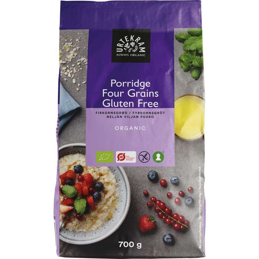 Urtekram Gluteeniton Luomu Neljän viljan puuro (Parasta ennen 27.01.2026)-Urtekram-Hyvinvoinnin Tavaratalo