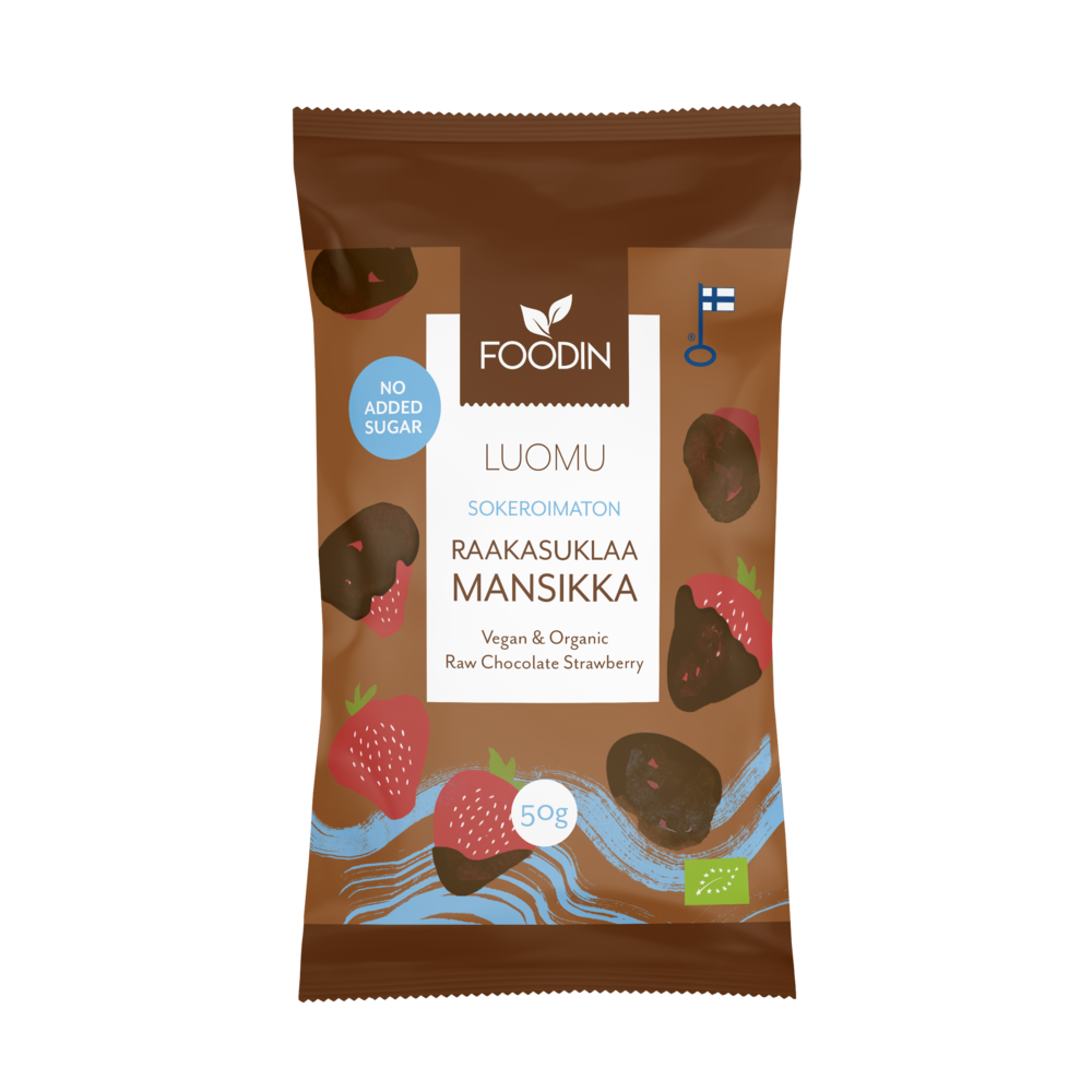 Foodin Luomu Sokeroimaton Raakasuklaamansikka-Foodin-Hyvinvoinnin Tavaratalo