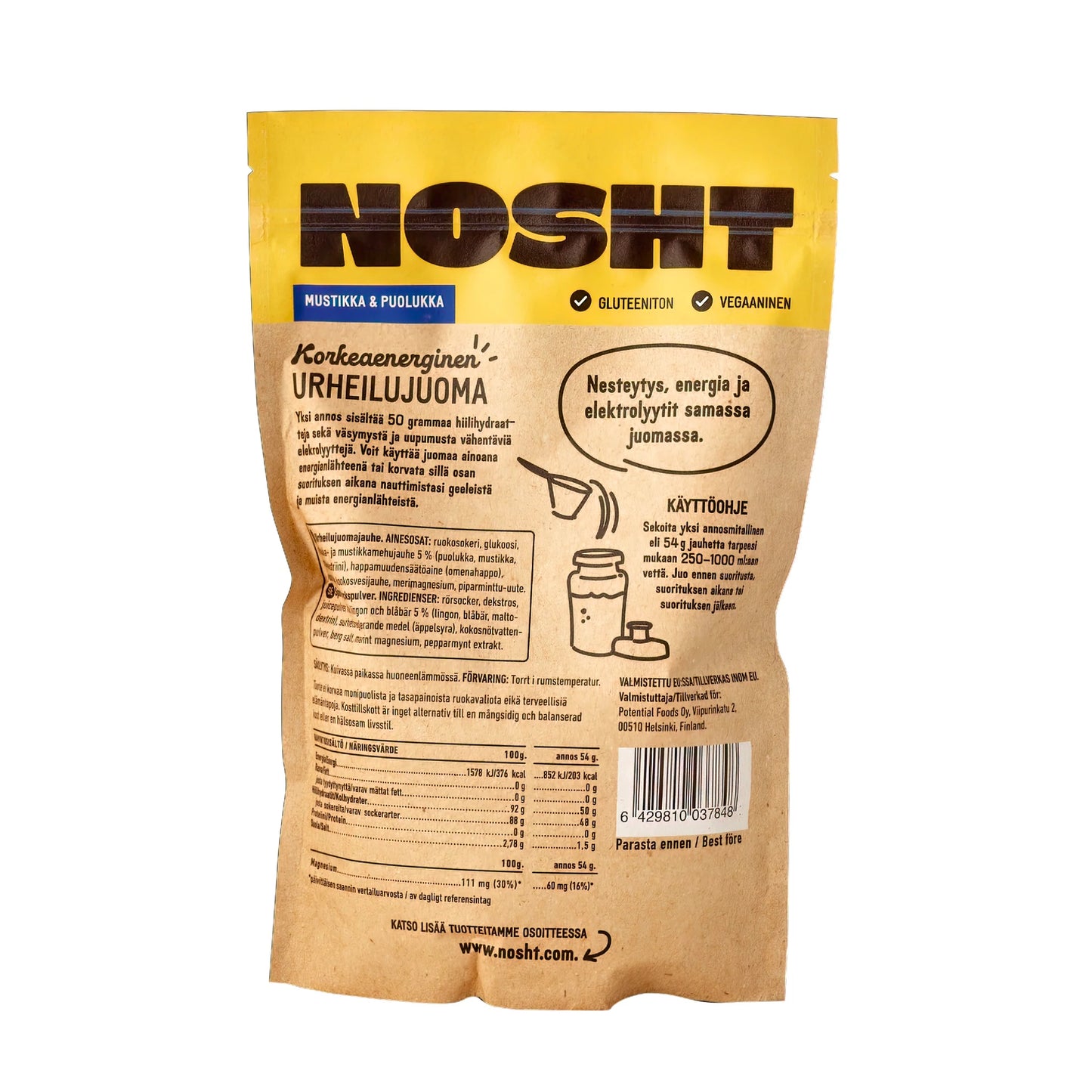 Nosht Korkeaenerginen Urheilujuoma Mustikka & Puolukka-Nosht-Hyvinvoinnin Tavaratalo