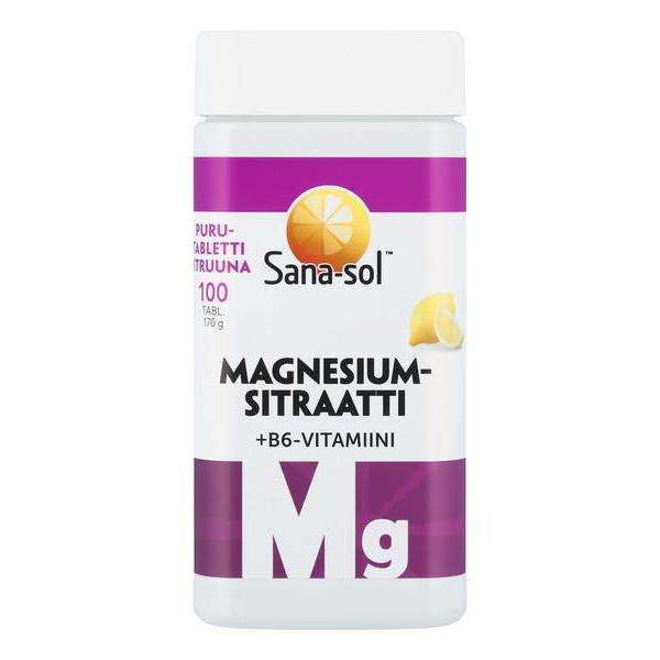 Sana-sol Magnesiumsitraatti + B6-vitamiini purutabletti-Sana-sol-Hyvinvoinnin Tavaratalo