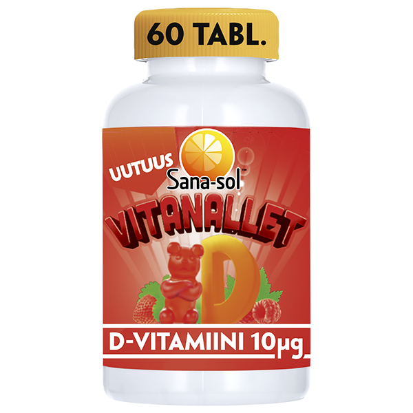 Sana-sol Vitanallet D-vitamiini Mansikka-Vadelma-Sana-sol-Hyvinvoinnin Tavaratalo