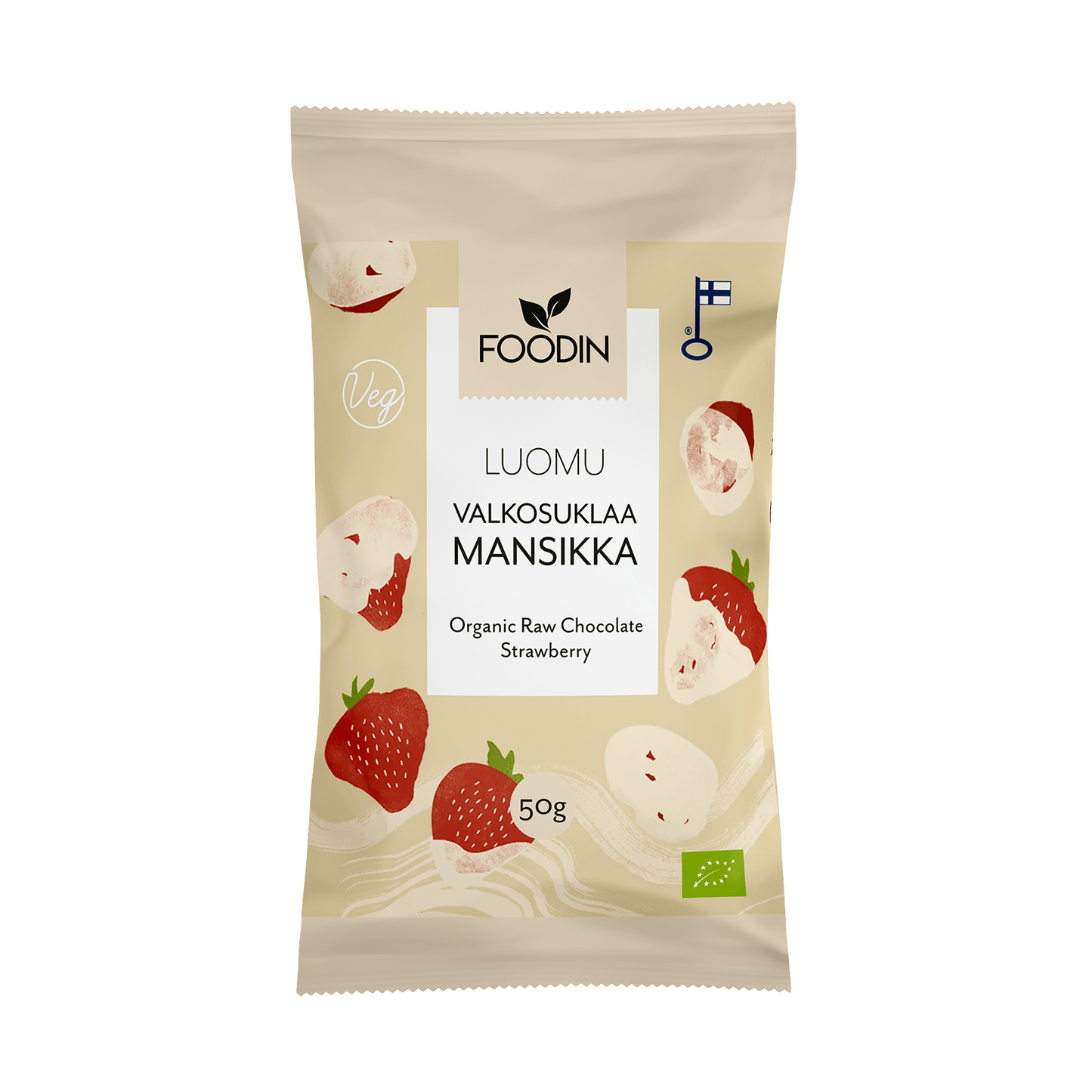 Foodin Luomu Valkosuklaamansikka-Foodin-Hyvinvoinnin Tavaratalo