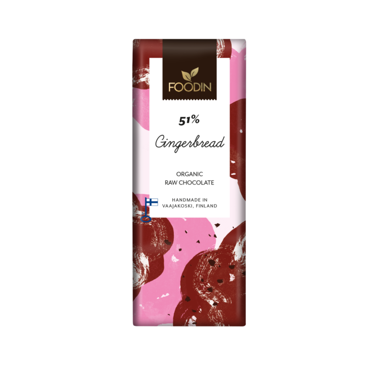 Foodin Luomu Raakasuklaa Gingerbread 51 %-Foodin-Hyvinvoinnin Tavaratalo