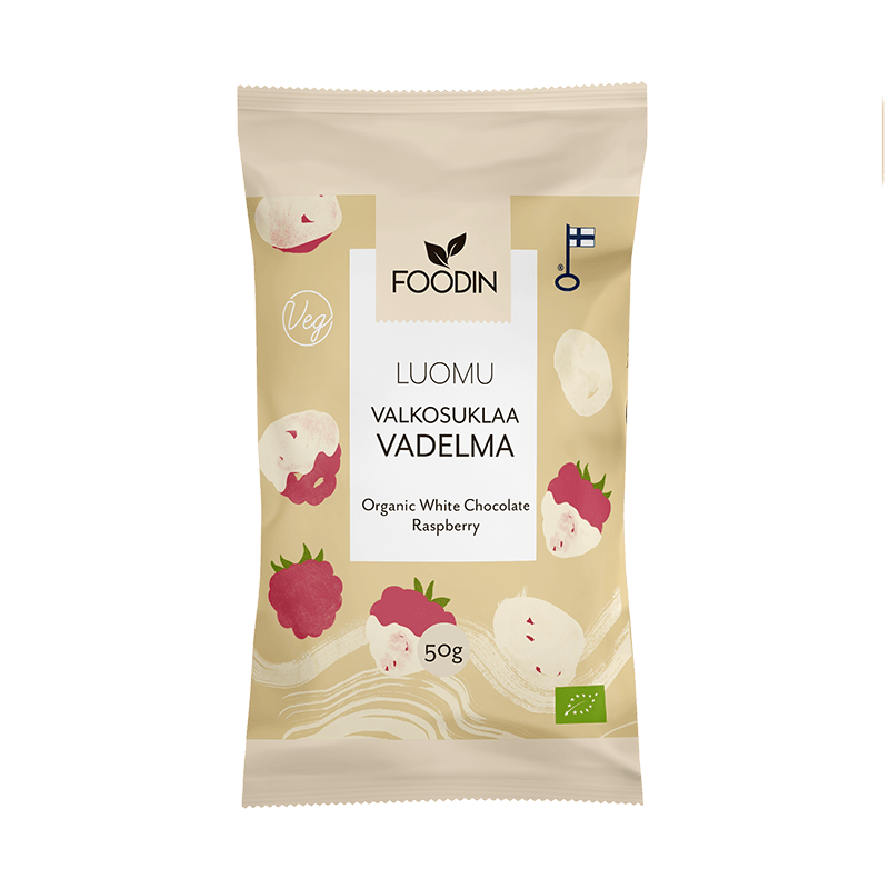Foodin Luomu Valkosuklaavadelma-Foodin-Hyvinvoinnin Tavaratalo
