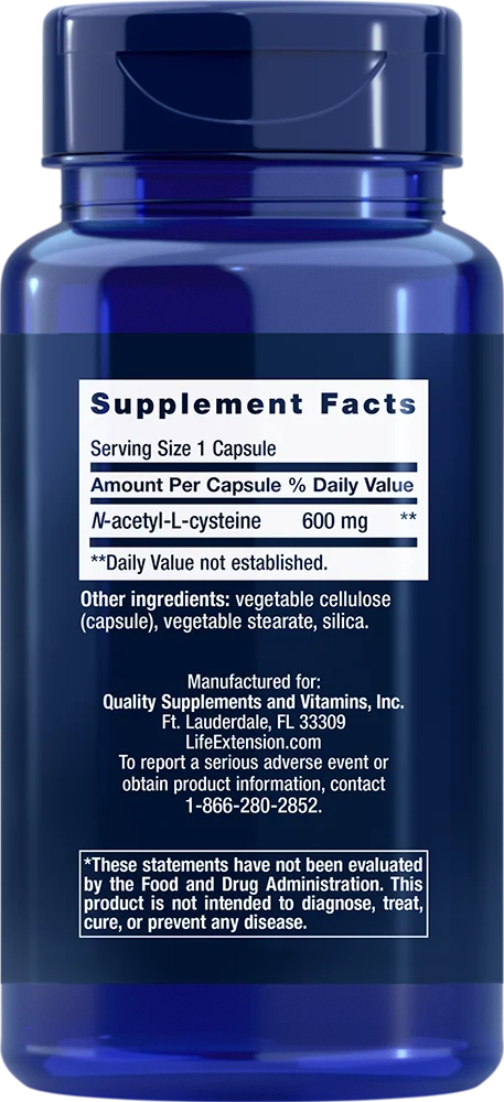 Life Extension N-Acetyl-L-Cysteine-Life Extension-Hyvinvoinnin Tavaratalo