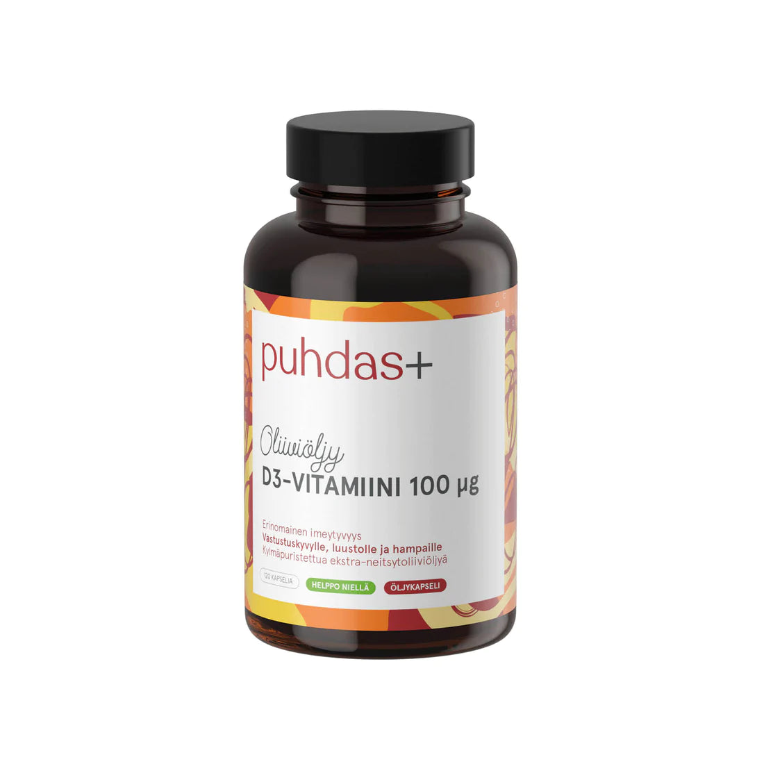 Puhdas+ Oliiviöljy D3-vitamiini 100 mikrog-Puhdas+-Hyvinvoinnin Tavaratalo