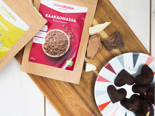 Raakasuklaata Voimaruoan kaakaomassasta