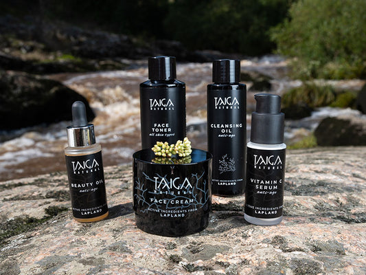 Taiga Cosmetics -tuotesarja kesäisellä kalliolla