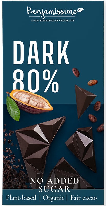Benjamissimo Luomu Sokeriton Tumma Suklaa 80 % 60 g -patukka
