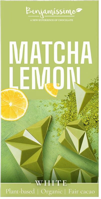 Benjamissimo Luomu Valkosuklaa Matcha & Sitruuna 60 g -patukka