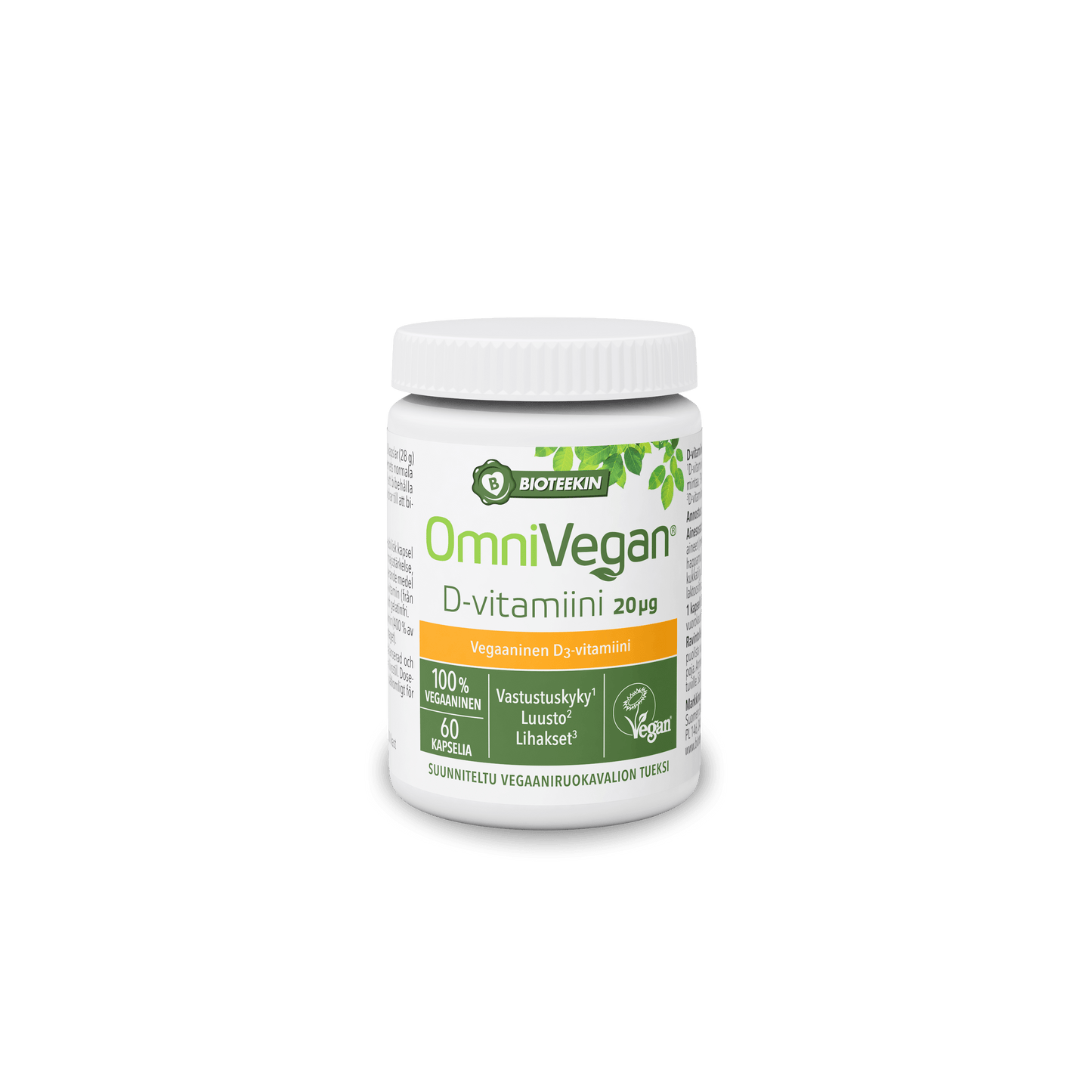 Bioteekin OmniVegan D-vitamiini 20 mikrog (Parasta ennen 30.06.2024)-Bioteekin-Hyvinvoinnin Tavaratalo