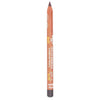 A brown eyebrow pencil stands upright on a white background. The pencil is cylindrical with a matte finish and no cap on the tip. It displays printed label text: “BROWN” and “EYEBROW PENCIL,” along with smaller text details. No packaging, people, or additional objects are visible in the image.