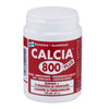 CALCIA 800 PLUS -pullo, valkoinen, 140 kalsium- ja monivitamiinitablettia, suomenkielinen teksti; punais-valkoinen etiketti, mattapinta, kierrekorkki