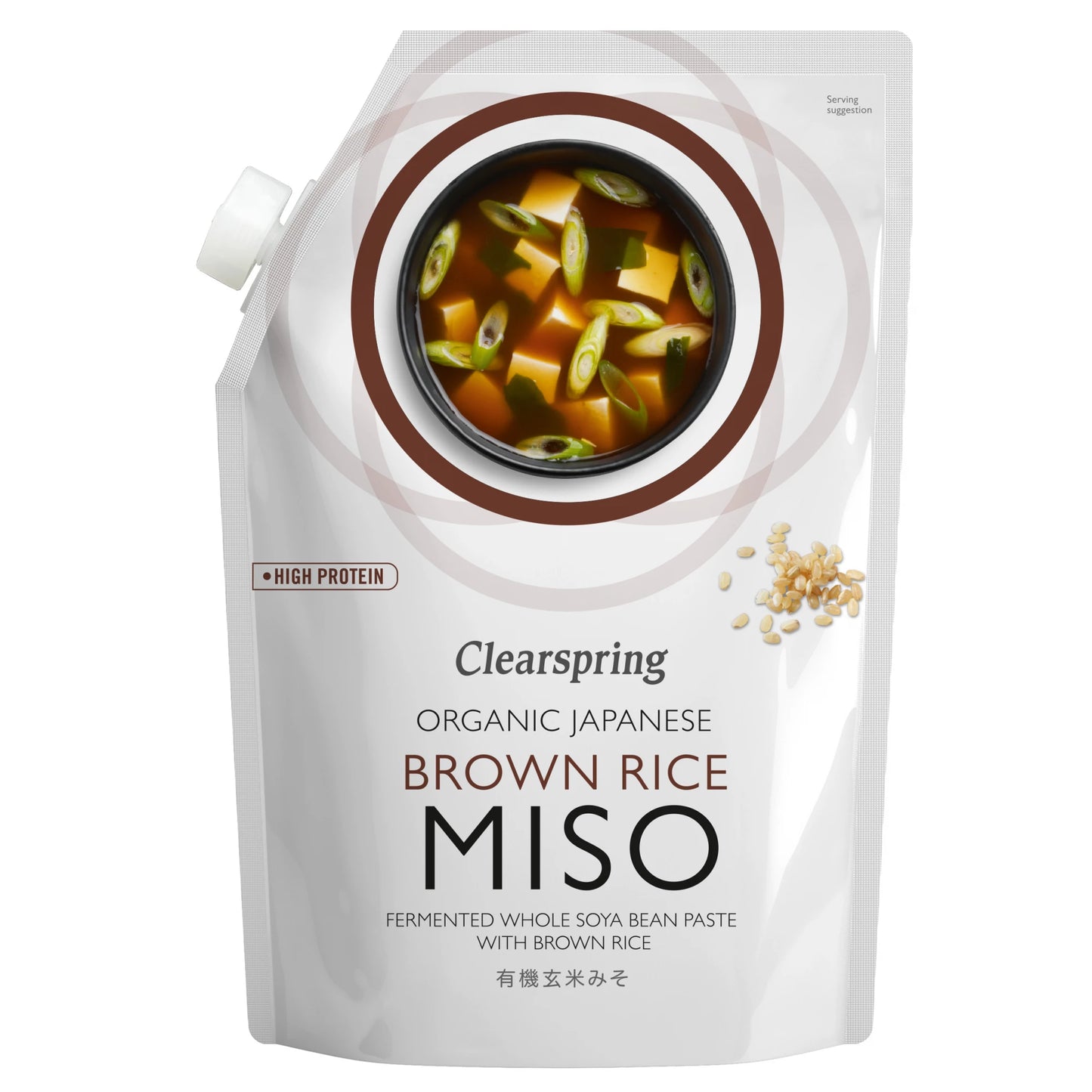 Clearspring Luomu Tumma Miso 300 g – japanilainen Genmai-riisimiso uudelleensuljettavassa pussissa