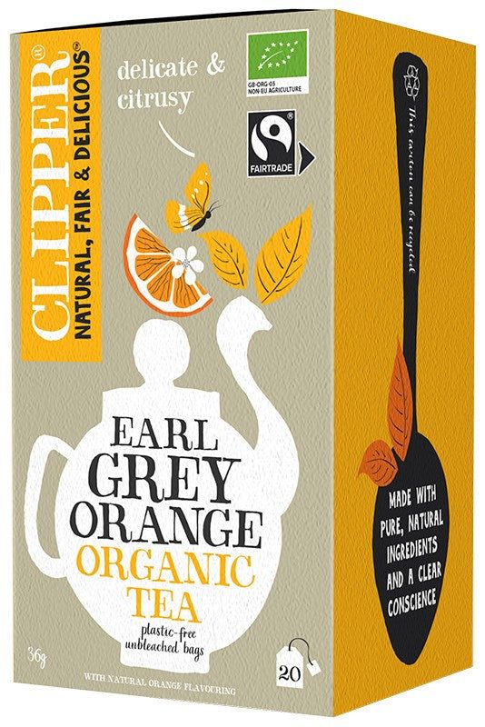 Clipper Earl Grey & Appelsiini luomutee 20 pussia – Reilun kaupan musta tee bergamotilla ja appelsiinilla