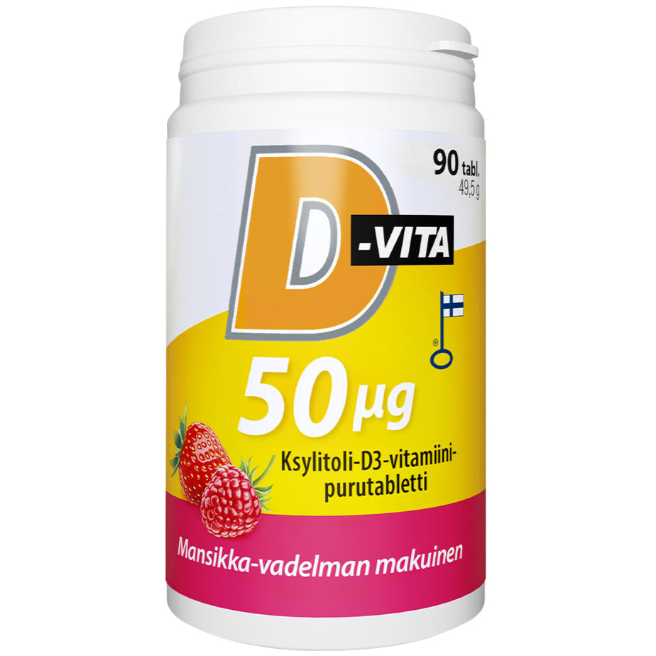 D-Vita 50 µg Mansikka-Vadelma-Vitabalans-Hyvinvoinnin Tavaratalo