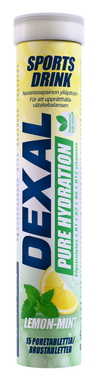 Dexal Pure Hydration Lemon-Mint -elektrolyyttiporetabletti, sokeriton urheilujuoma, 15 tablettia