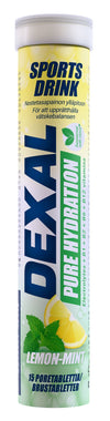 Dexal Pure Hydration Lemon-Mint -elektrolyyttiporetabletti, sokeriton urheilujuoma, 15 tablettia