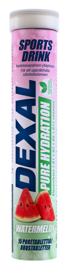 Dexal Pure Hydration Watermelon -elektrolyyttiporetabletti, sokeriton urheilujuoma, 15 tablettia