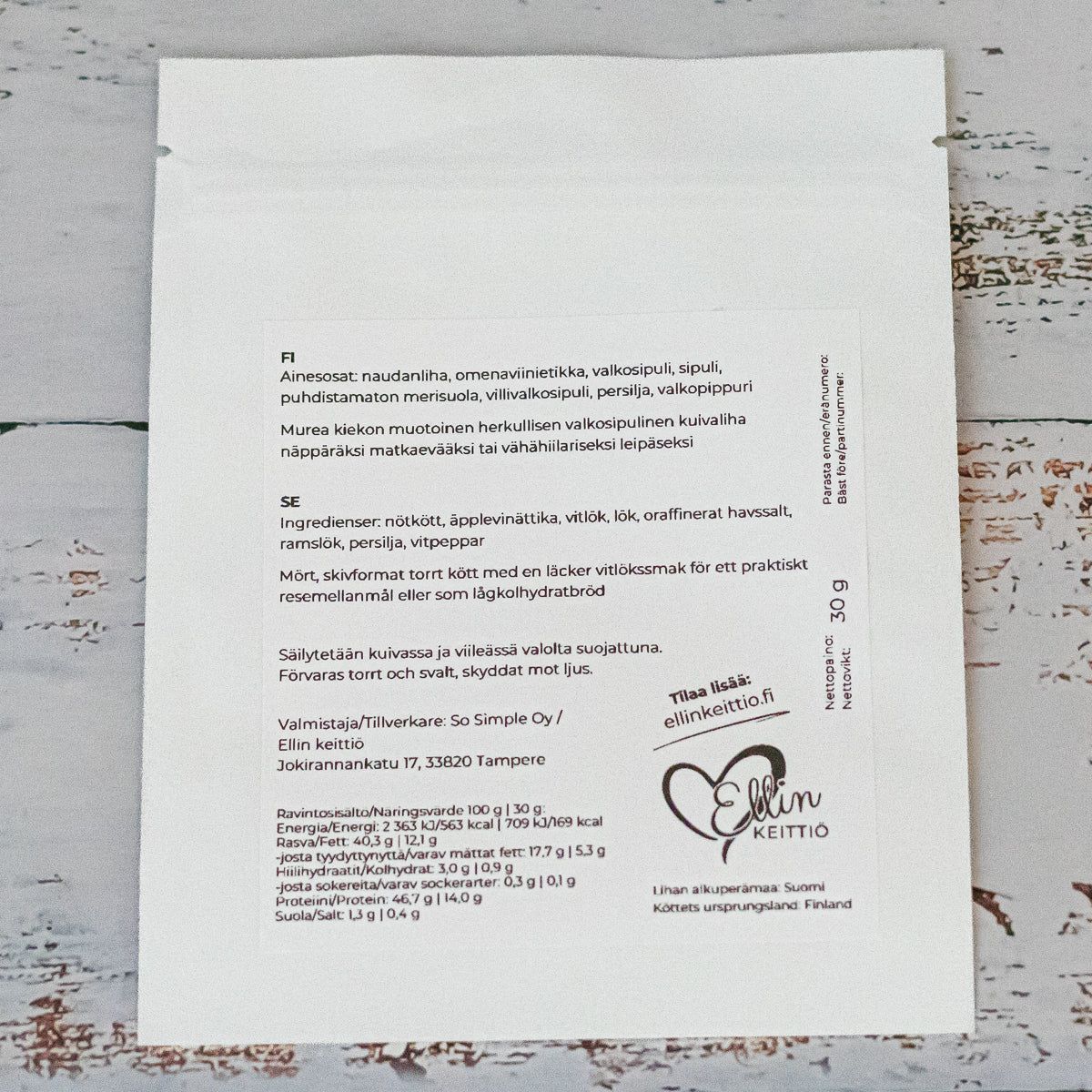 Ellin Lihakiekko Valkosipulinen-Ellin keittiö-Hyvinvoinnin Tavaratalo