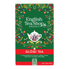 English Tea Shop Luomuhauduke Glögi – vihreä joulukuvioinen pakkaus, punainen Glögi Tea -nauha, 20 teepussia