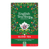 English Tea Shop Luomuhauduke Glögi – vihreä joulukuvioinen pakkaus, punainen Glögi Tea -nauha, 20 teepussia