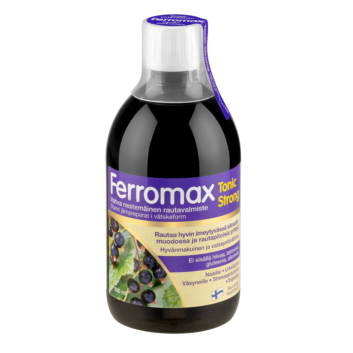 Ferromax Tonic Strong 500 ml, nestemäinen rautavalmiste mustaherukkamehulla ja yrteillä