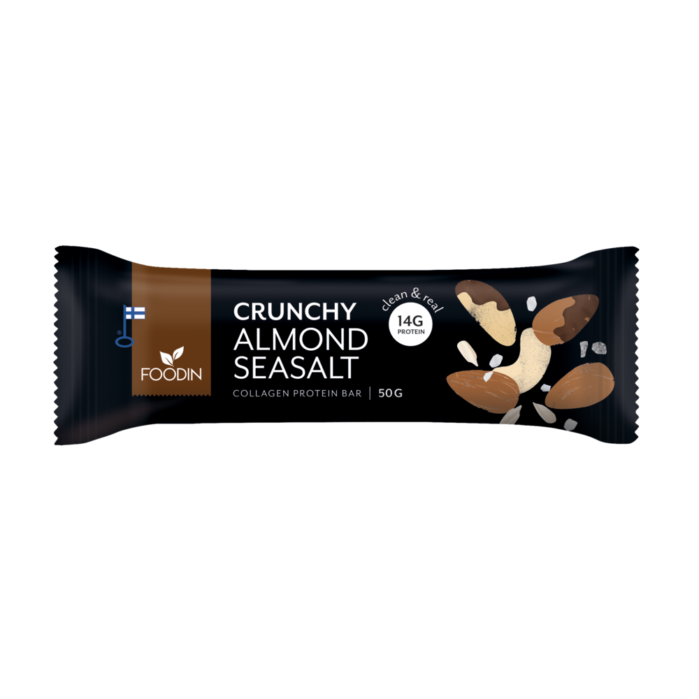 Foodin Collagen Protein Bar Crunchy Almond Seasalt-Foodin-Hyvinvoinnin Tavaratalo